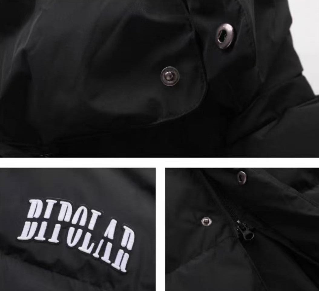 BIPOLAR Flocked Long Knee-length Foldable Duck Down Hooded Jacket