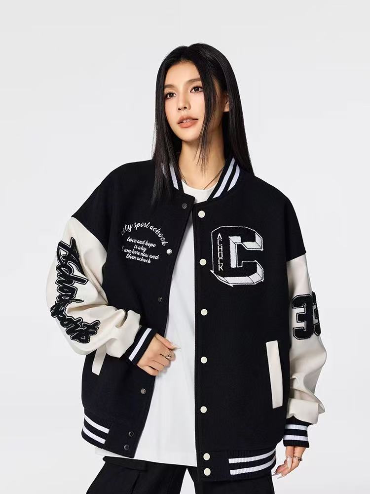 ACHOCK High Street Baseball Patchwork Embroidery Jacket