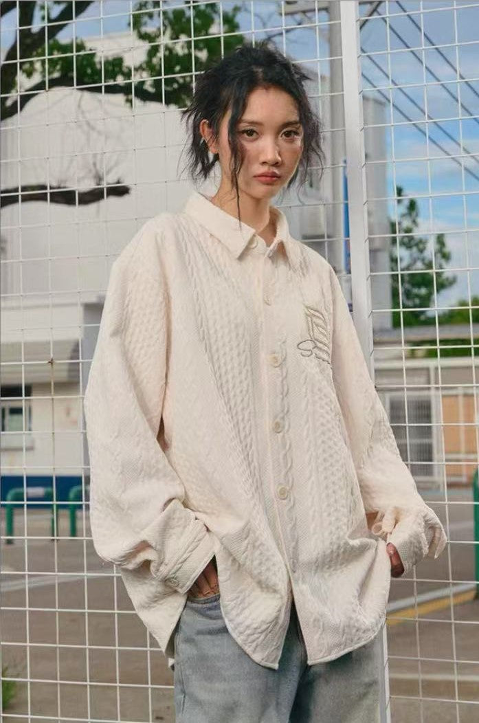 BIPOLAR Logo Printed Textured Long-sleeve Shirts