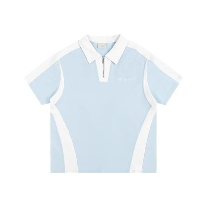 ATRY Logo Stitching POLO Zippr T-shirt