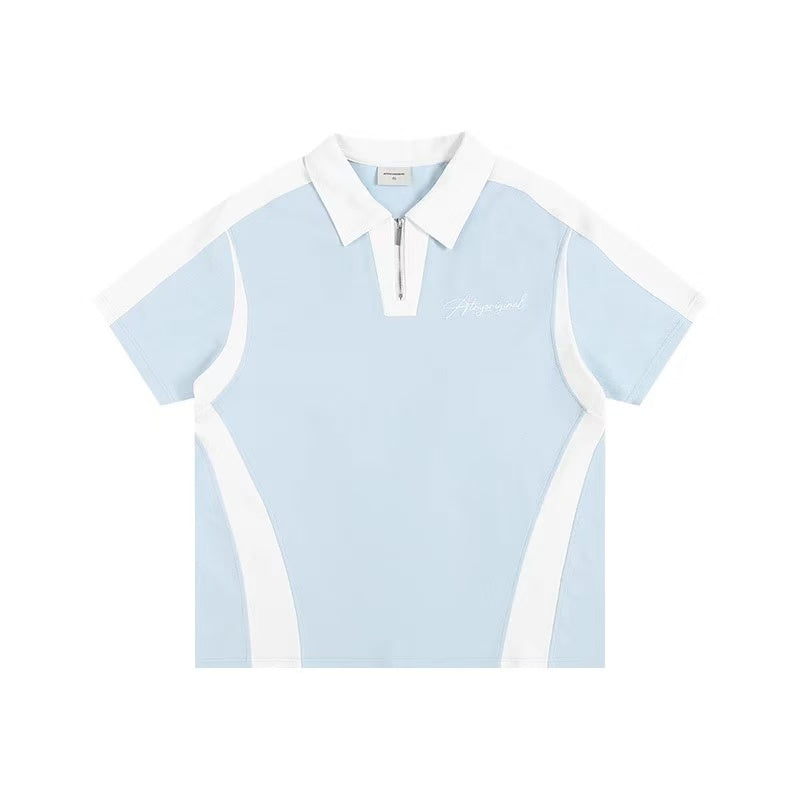 ATRY Logo Stitching POLO Zippr T-shirt