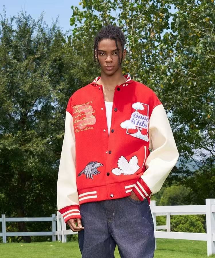 AFGK Dove Embroidered Baseball Jacket