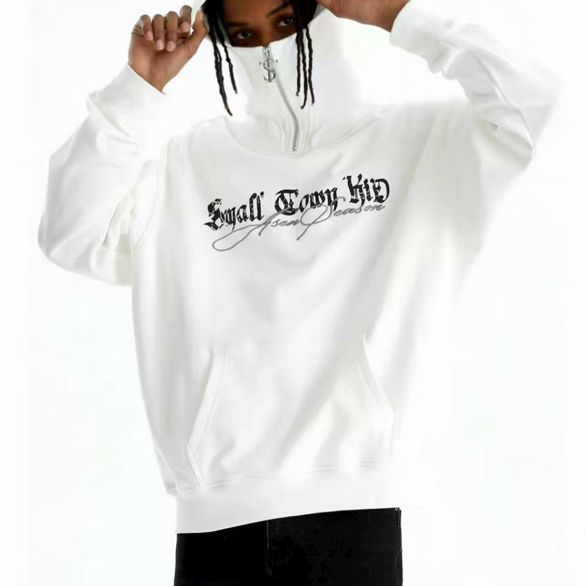 STK Hip-Hop Street Style Zipper Embroidered Hoodie