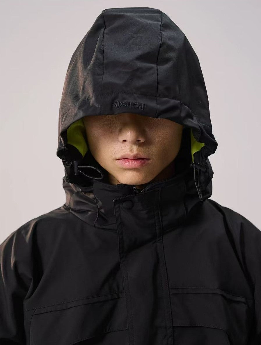 REMEDY Logo Print Backpacking Trench Coat