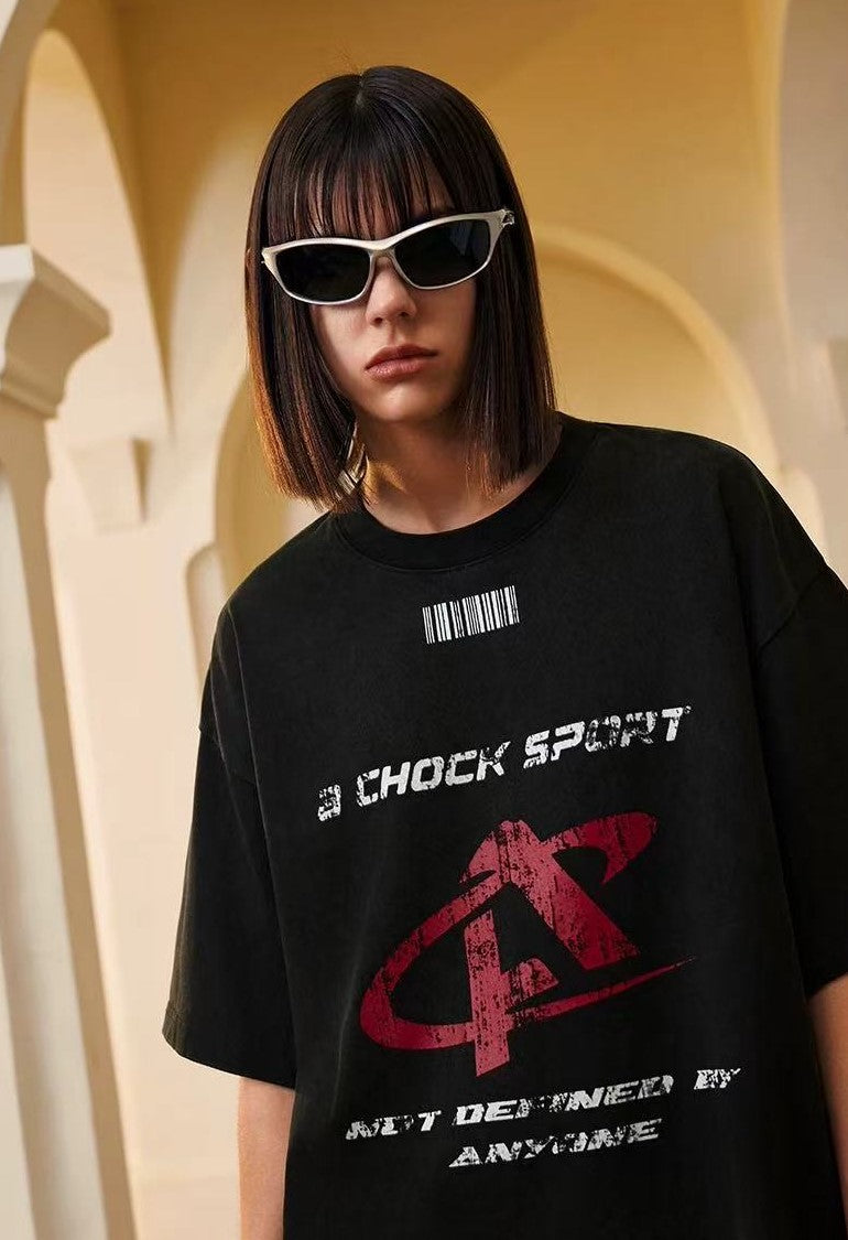 ACHOCK Heavy Washed Distressed Logo T-shirt