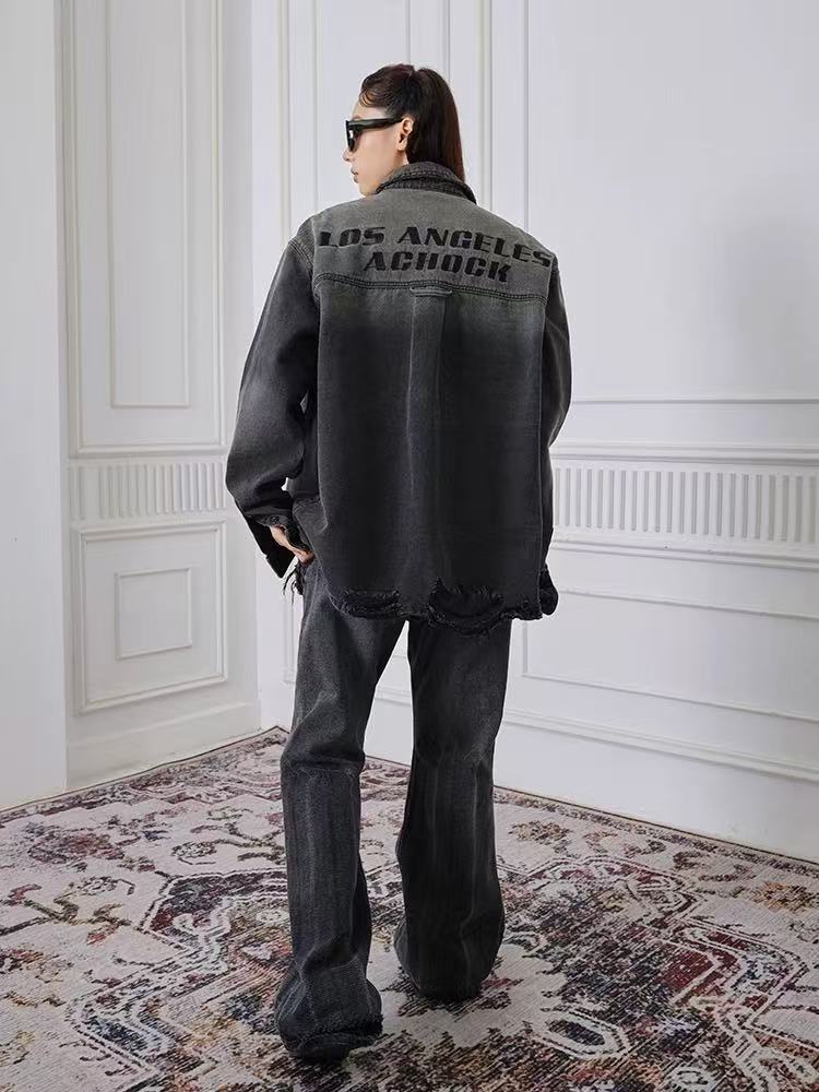 ACHOCK Retro Distressed Denim Jacket