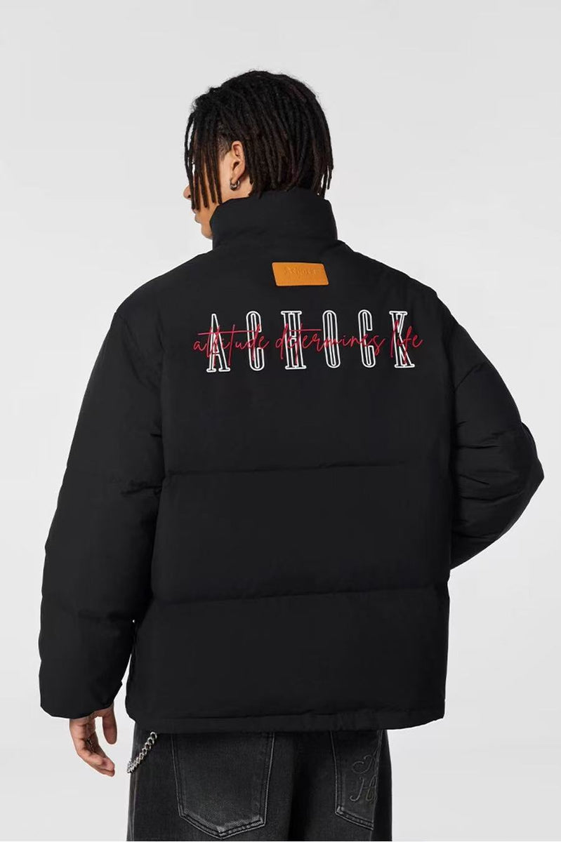 ACHOCK Logo Embroidered White Duck Down Jacket