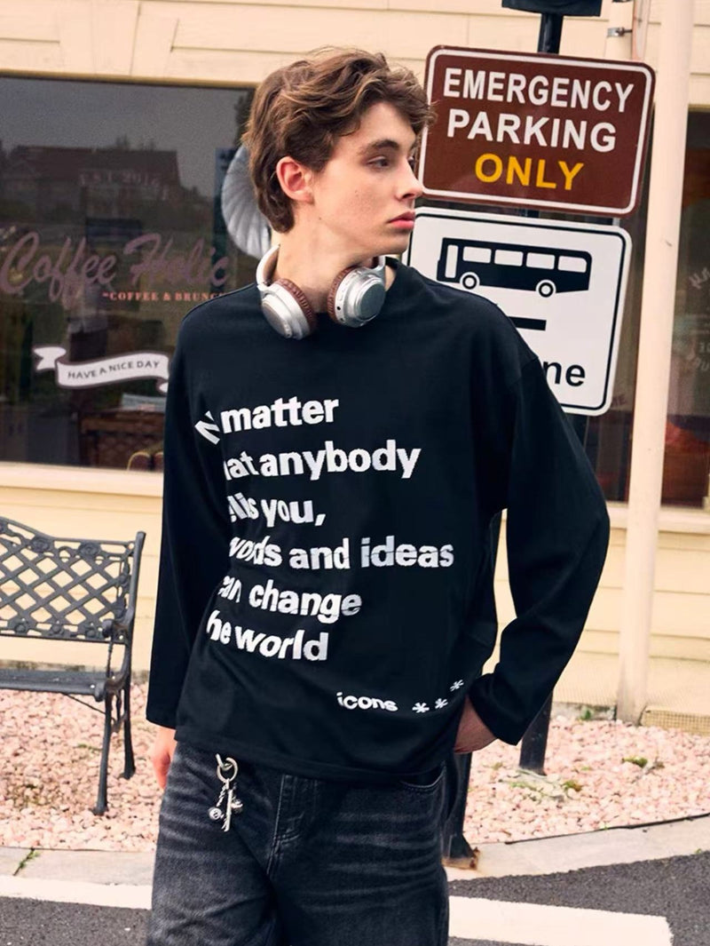 ICONSLAB Mosaic Text Long Sleeve T-shirt