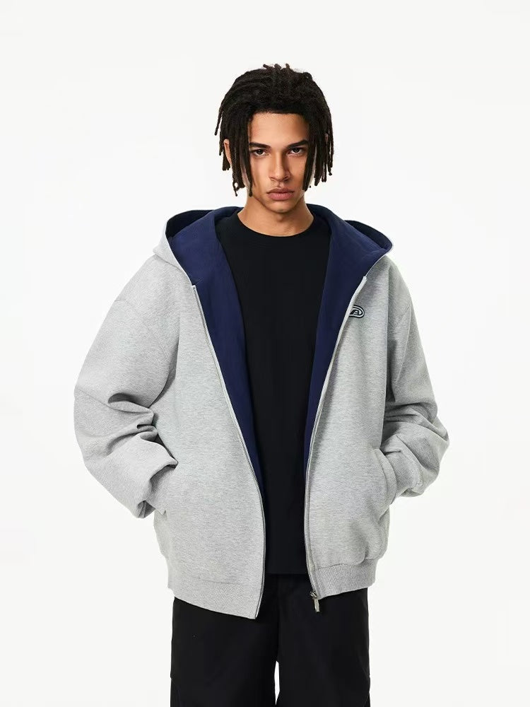 ACHOCK Logo Print Two-tone Hooded Sweatshirt