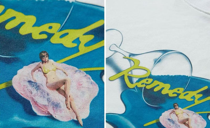 REMEDY Wine Glass R Logo Print Short-sleeve T-Shirt