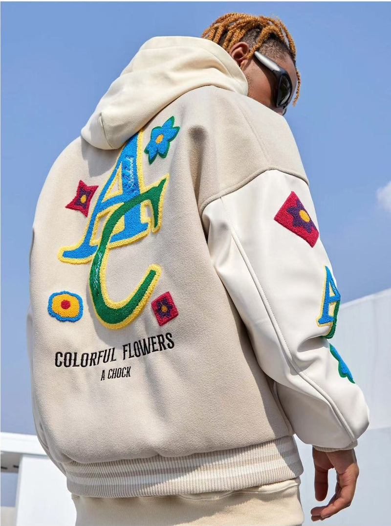 ACHOCK Floral Embroidered Designed Baseball Jacket