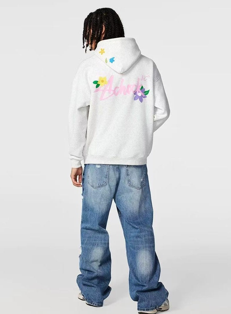 ACHOCK Logo Floral Embroidered Hoodie