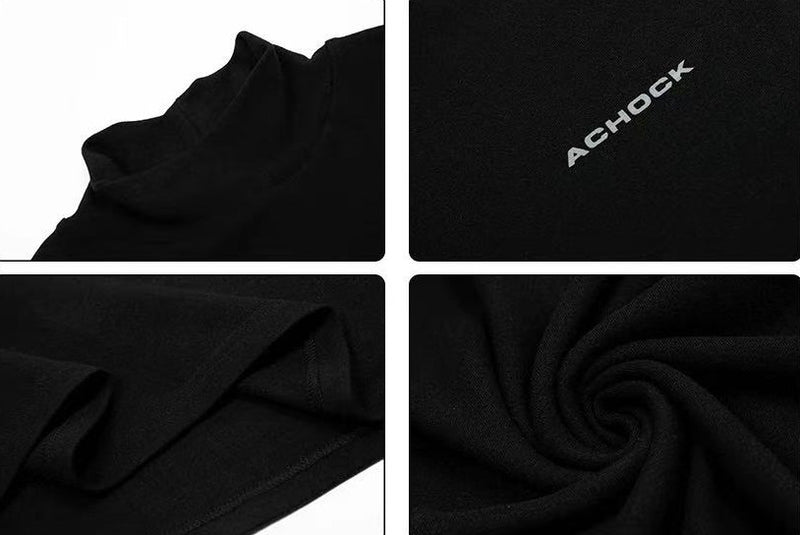 ACHOCK Simple Basic Logo Half Turtleneck Long-sleeve Tee