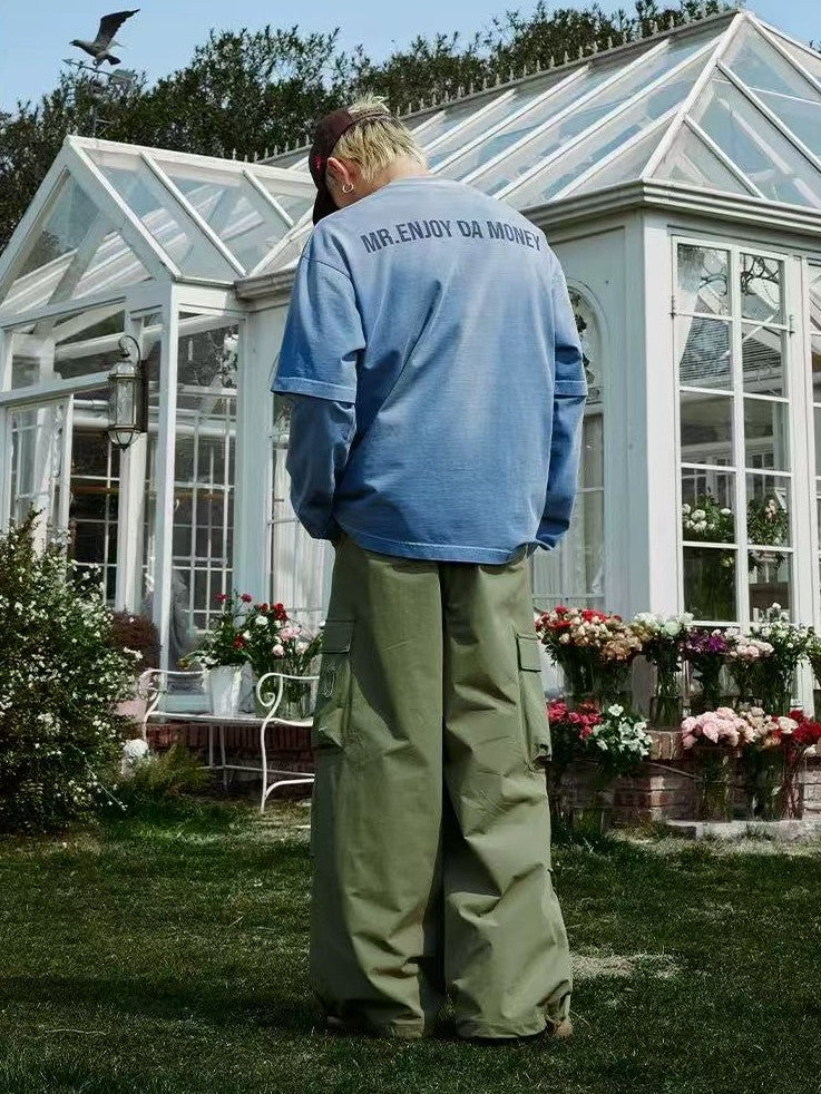 MEDM Washed Distressed Two-piece Long-sleeved T-shirt