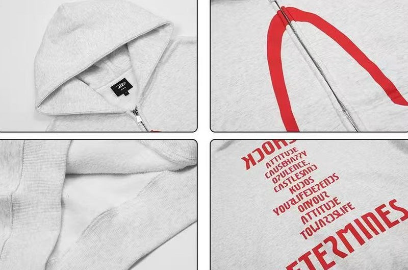 ACHOCK Hip Hop High Street Hooded Zipper Sweatshirt