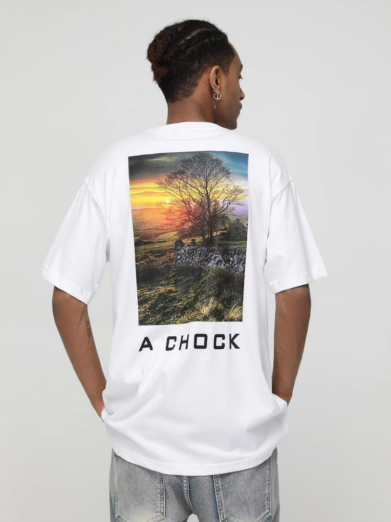 ACHOCK Summer Sunset Print T-shirt
