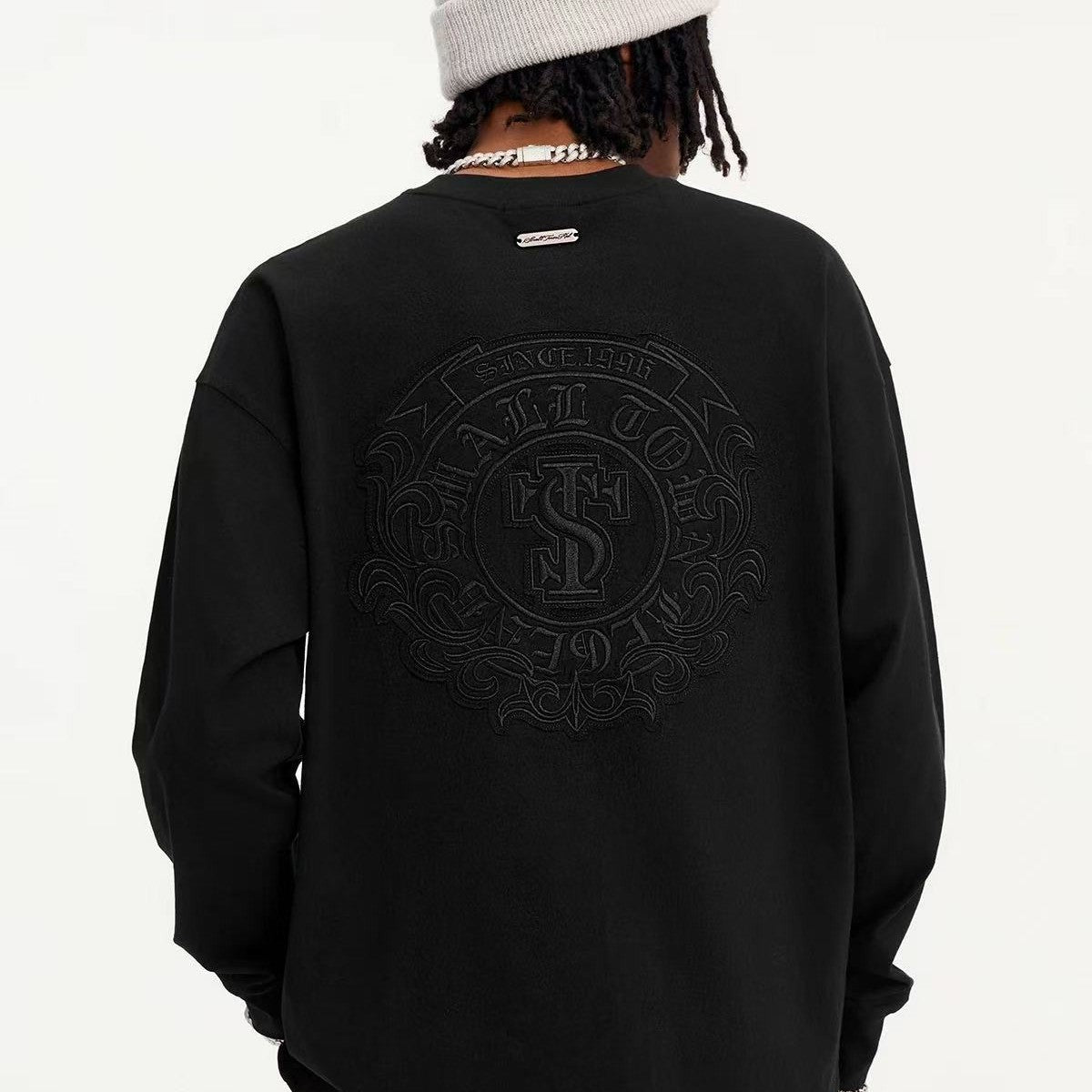 STK Vintage Circular Applique Embroidered Long-Sleeve T-Shirt