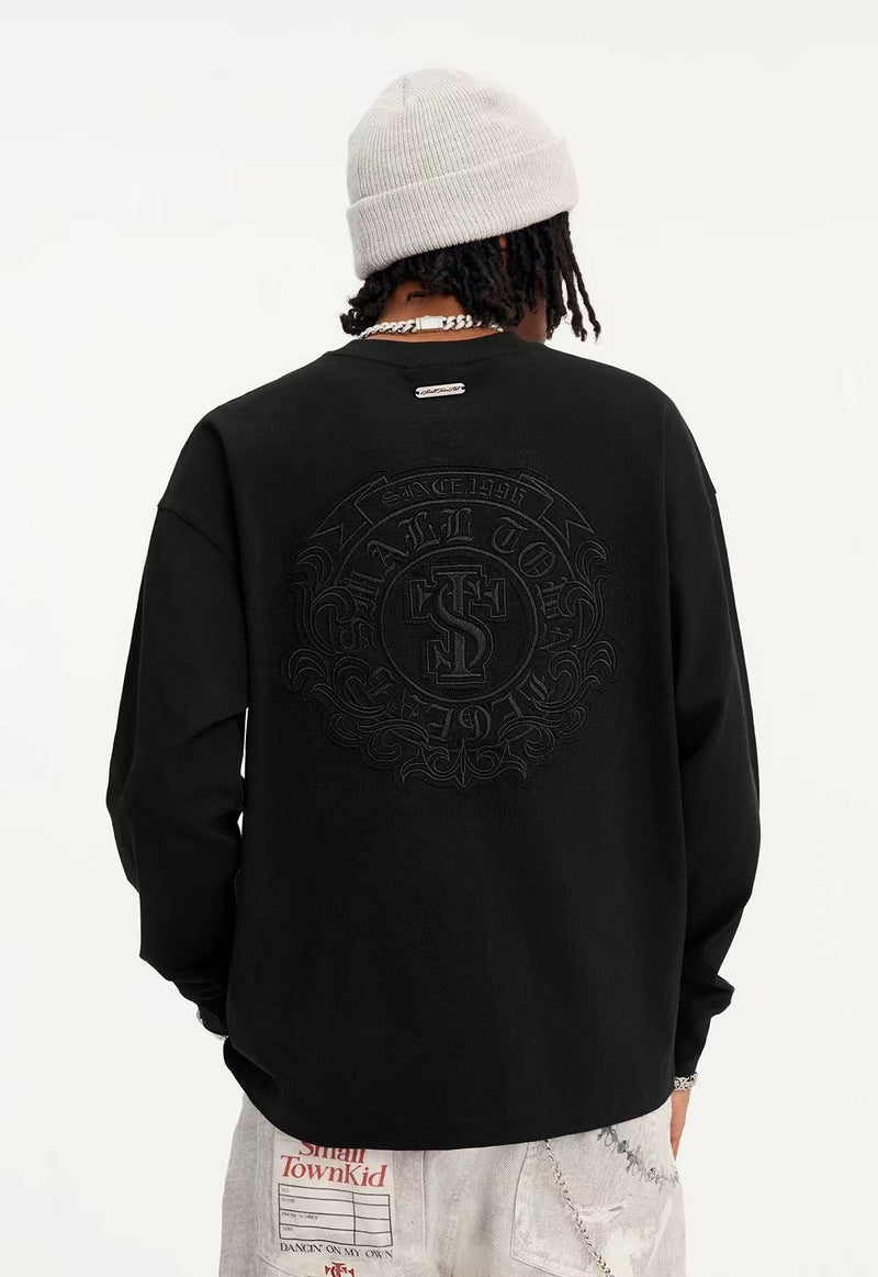 STK Vintage Circular Applique Embroidered Long-Sleeve T-Shirt
