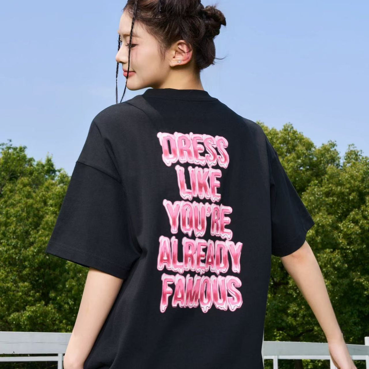 AFGK Liquid Font Printed Short-sleeved T-shirt