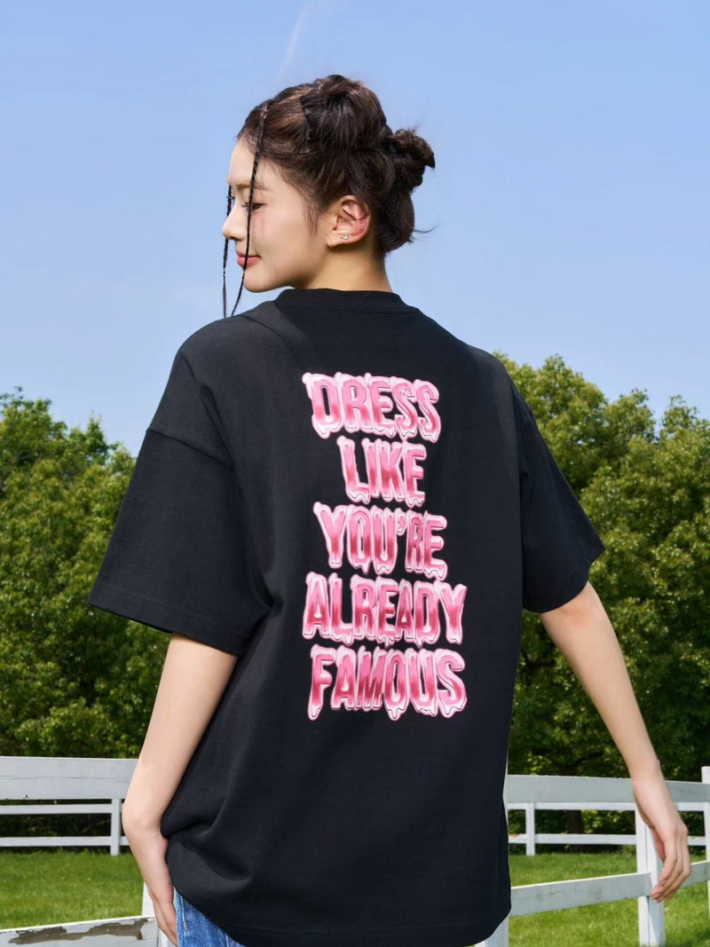 AFGK Liquid Font Printed Short-sleeved T-shirt