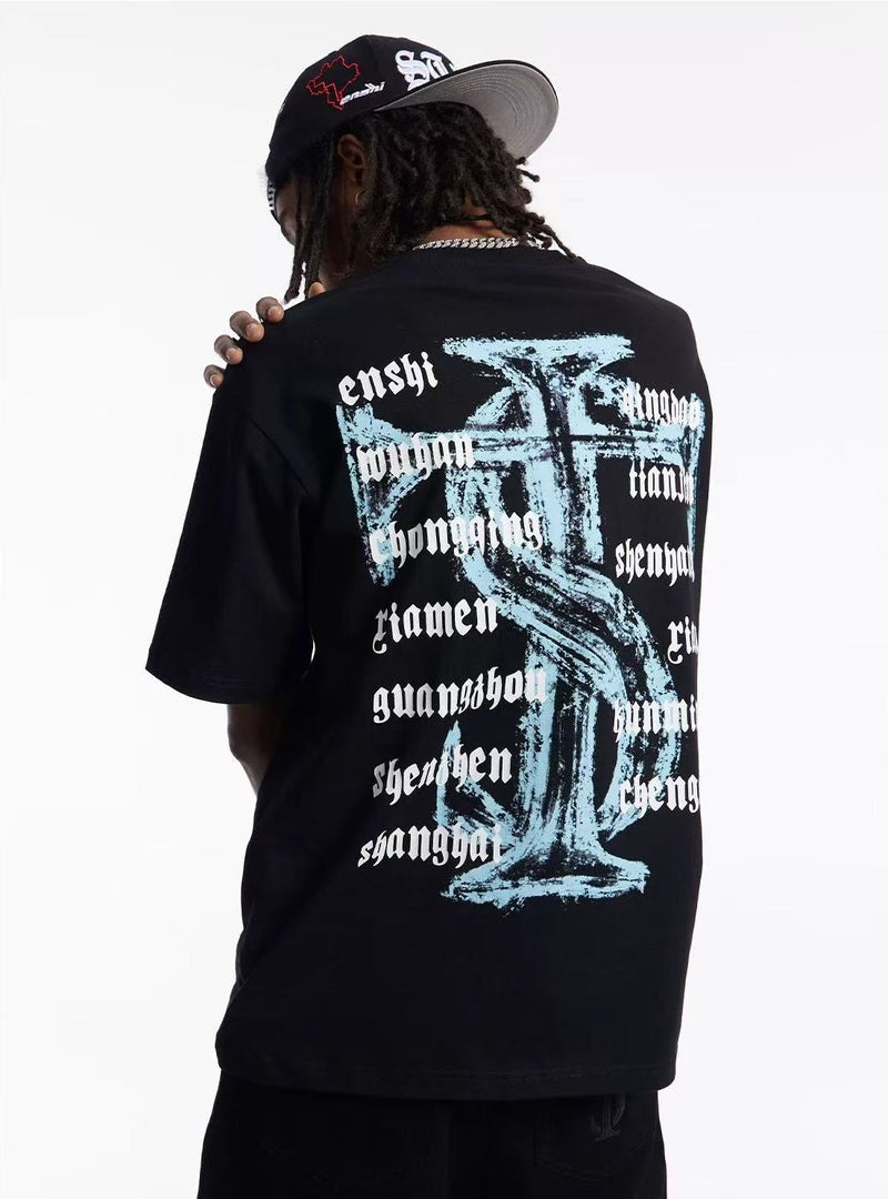 STK Vintage Font Logo Print Crew Neck T-Shirt