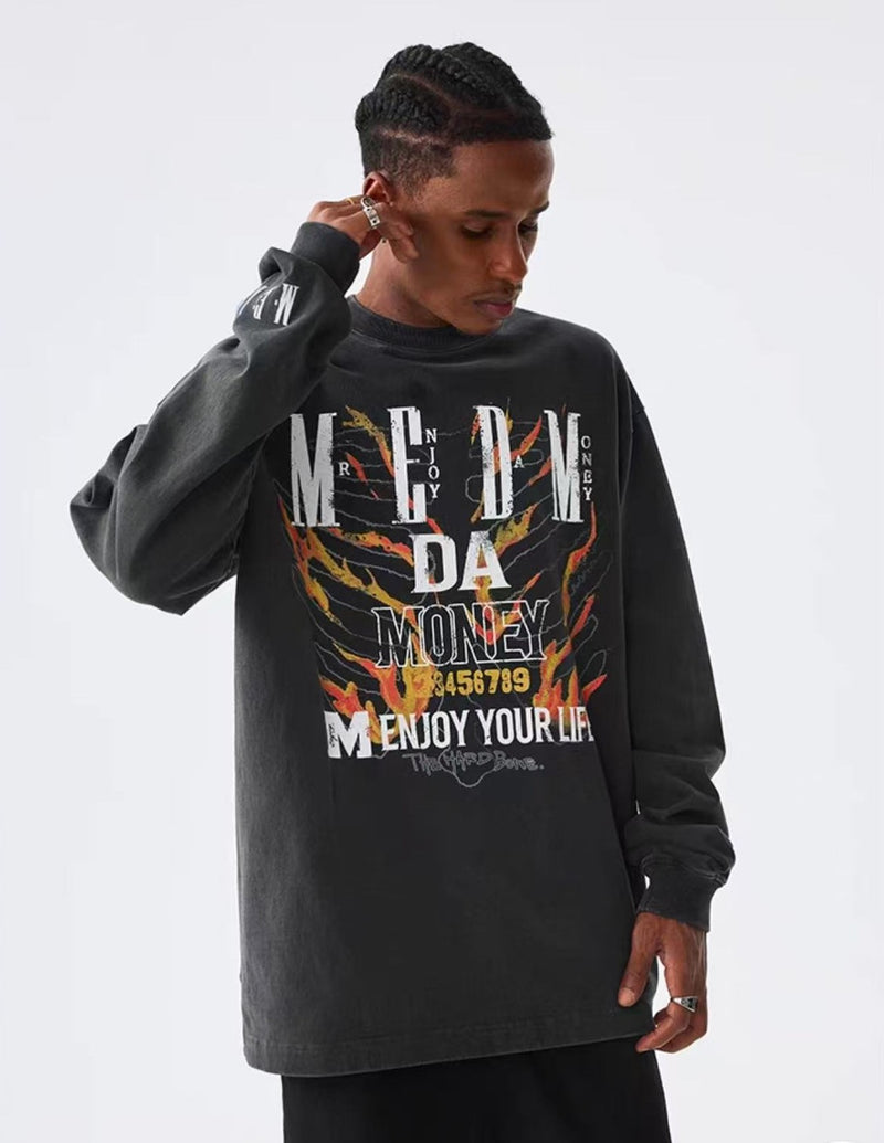 MEDM Flame Bones Long Sleeve T-Shirt