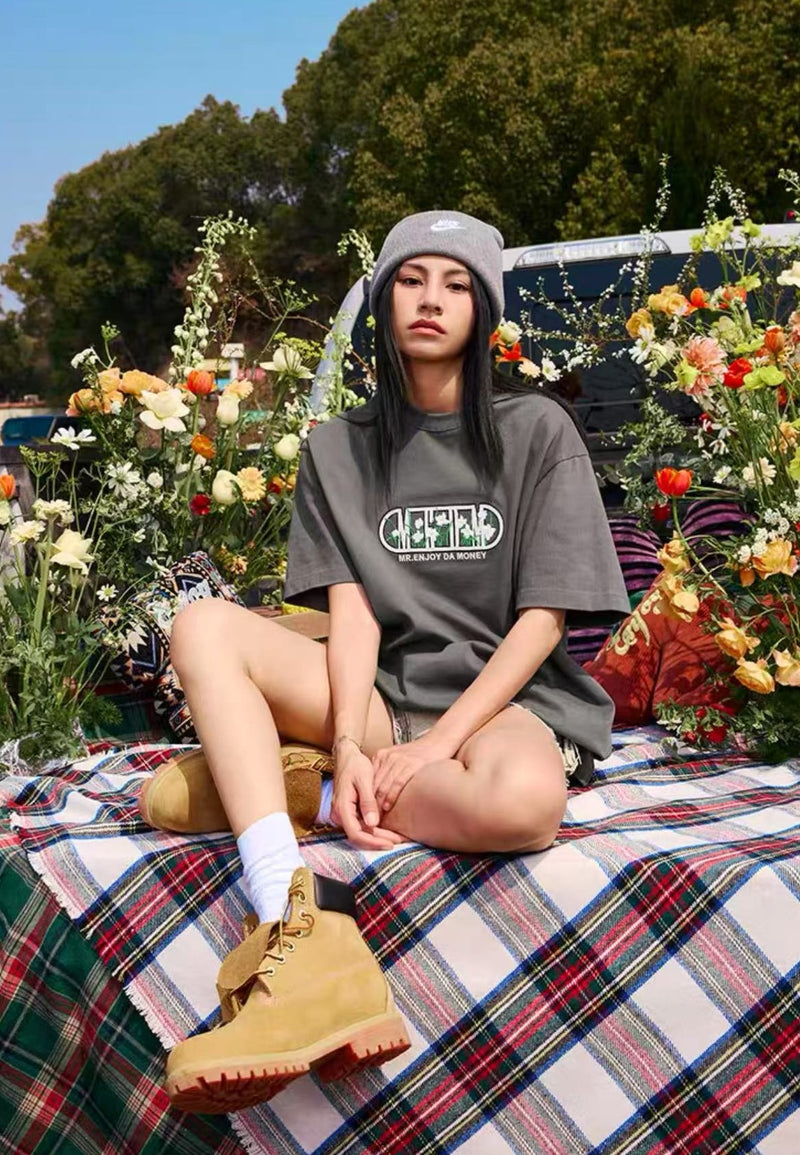 MEDM Capsule Floral Logo Print Short-sleeved T-shirt