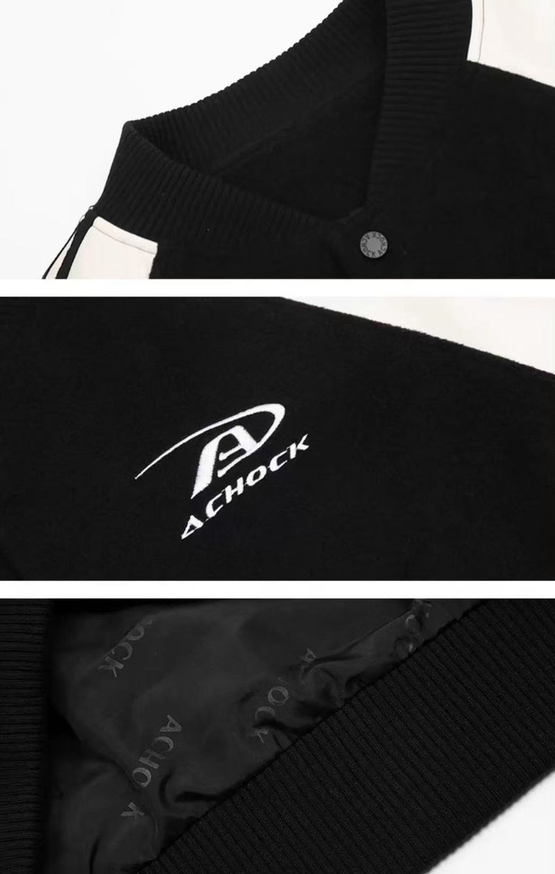 ACHOCK Contrast Patchwork Raglan-sleeve Baseball Jersey