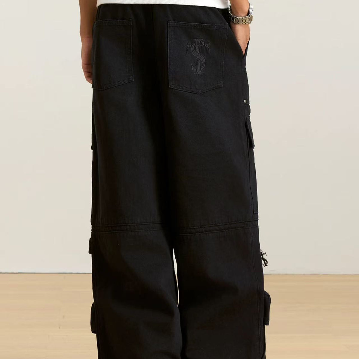 STK Multi-Pocket Cargo Straight-Leg Paratrooper Pants