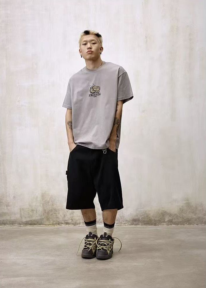 REMEDY Cartoon Dragon Print Short-sleeve T-shirt