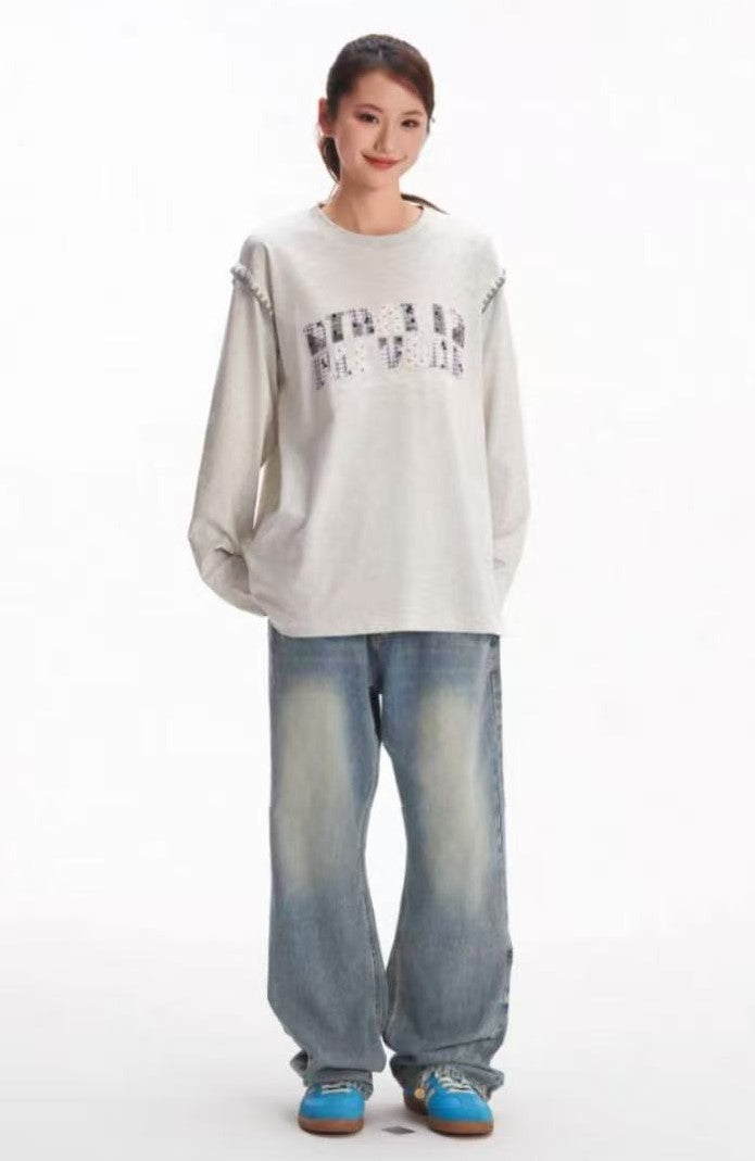 BIPOLAR Lace Polka Dot Patch Long-sleeve T-shirt
