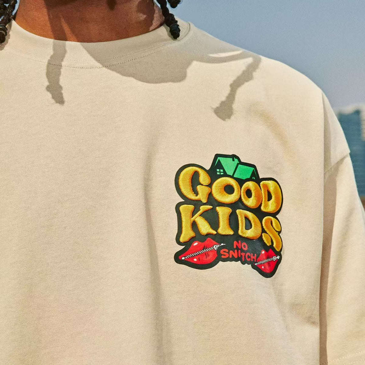 AFGK Letter Embroidered Short-sleeve T-shirt