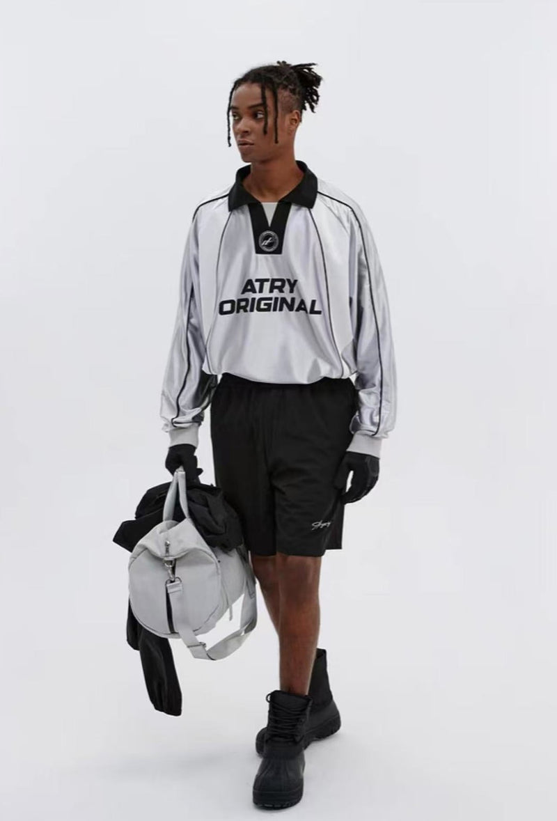 ATRY Contrast Color Patchwork Printed POLO Jersey