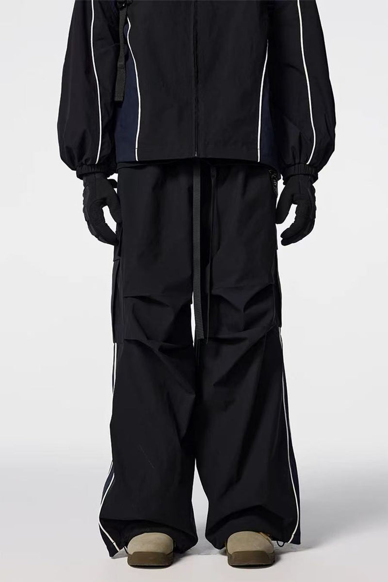 ACHOCK Retro Vintage Side Stripe Outdoor Cargo Paratrooper Pants