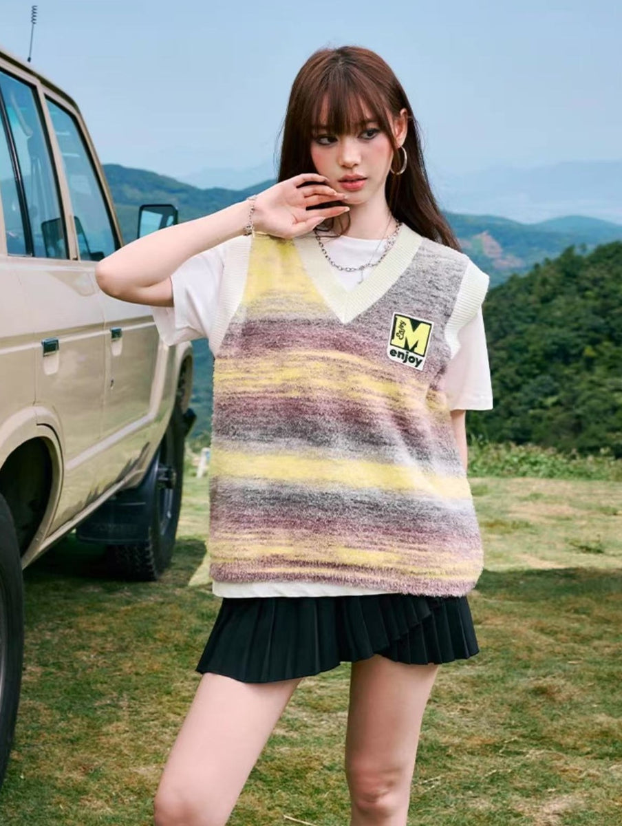 MEDM Colorful Striped Sweater Vest