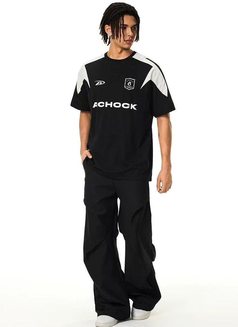 ACHOCK Casual Basic Patchwork Contrasting Color T-shirt