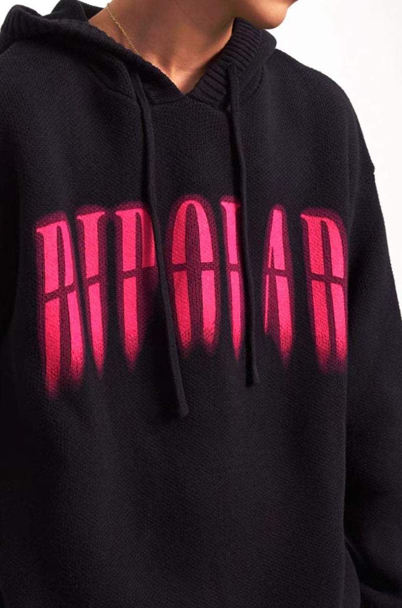 BIPOLAR Direct Print Letter Hooded Sweater