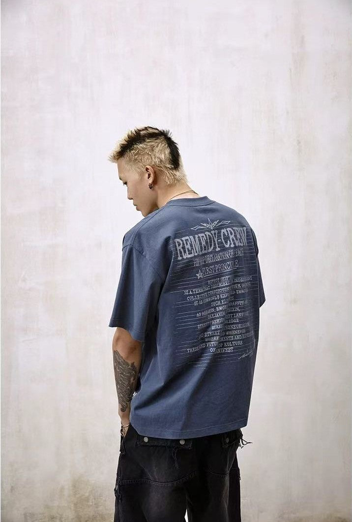 REMEDY Retro Letter Print Short-sleeve T-shirt