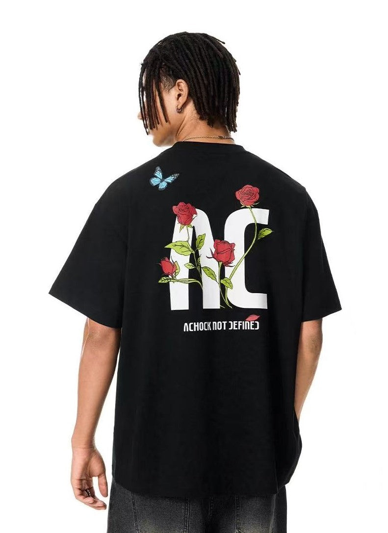 ACHOCK Logo Rose Print T-shirt