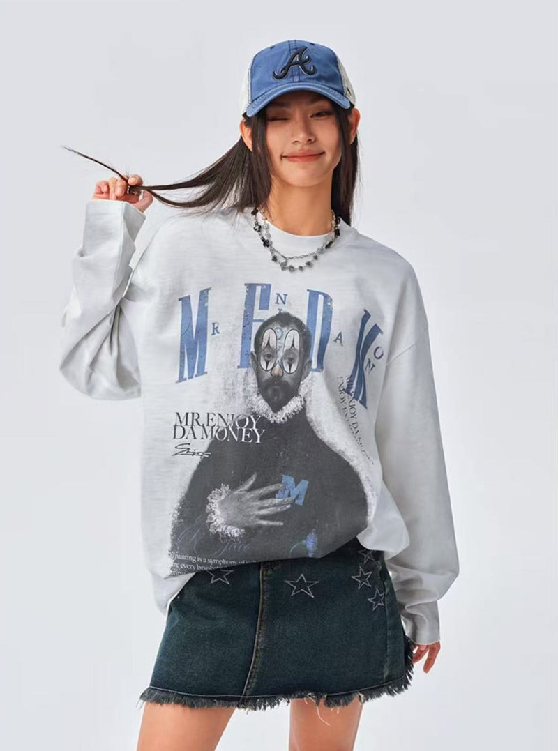 MEDM Spoof Oil Painting Long-sleeved T-shirt