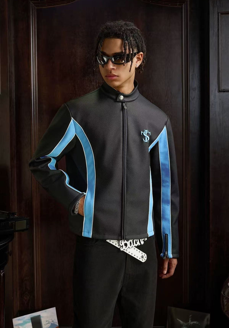 STK Vintage Striped Racing Leather Jacket