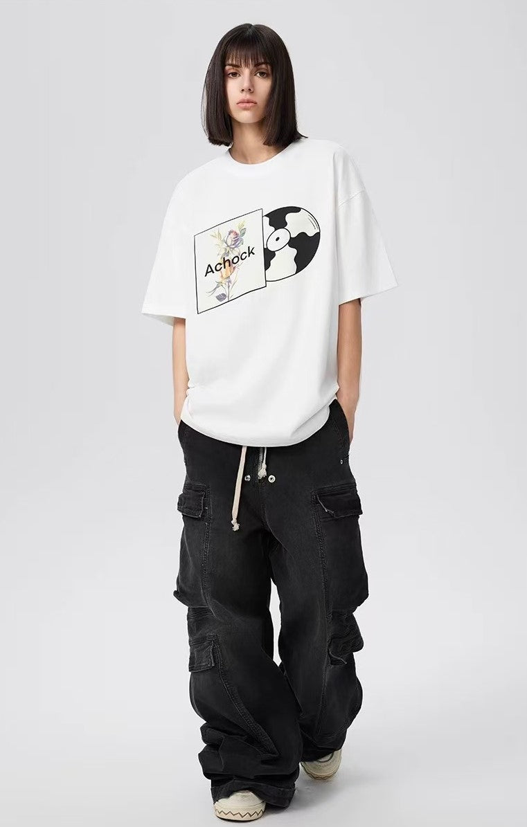 ACHOCK Fun Disc Print T-shirt