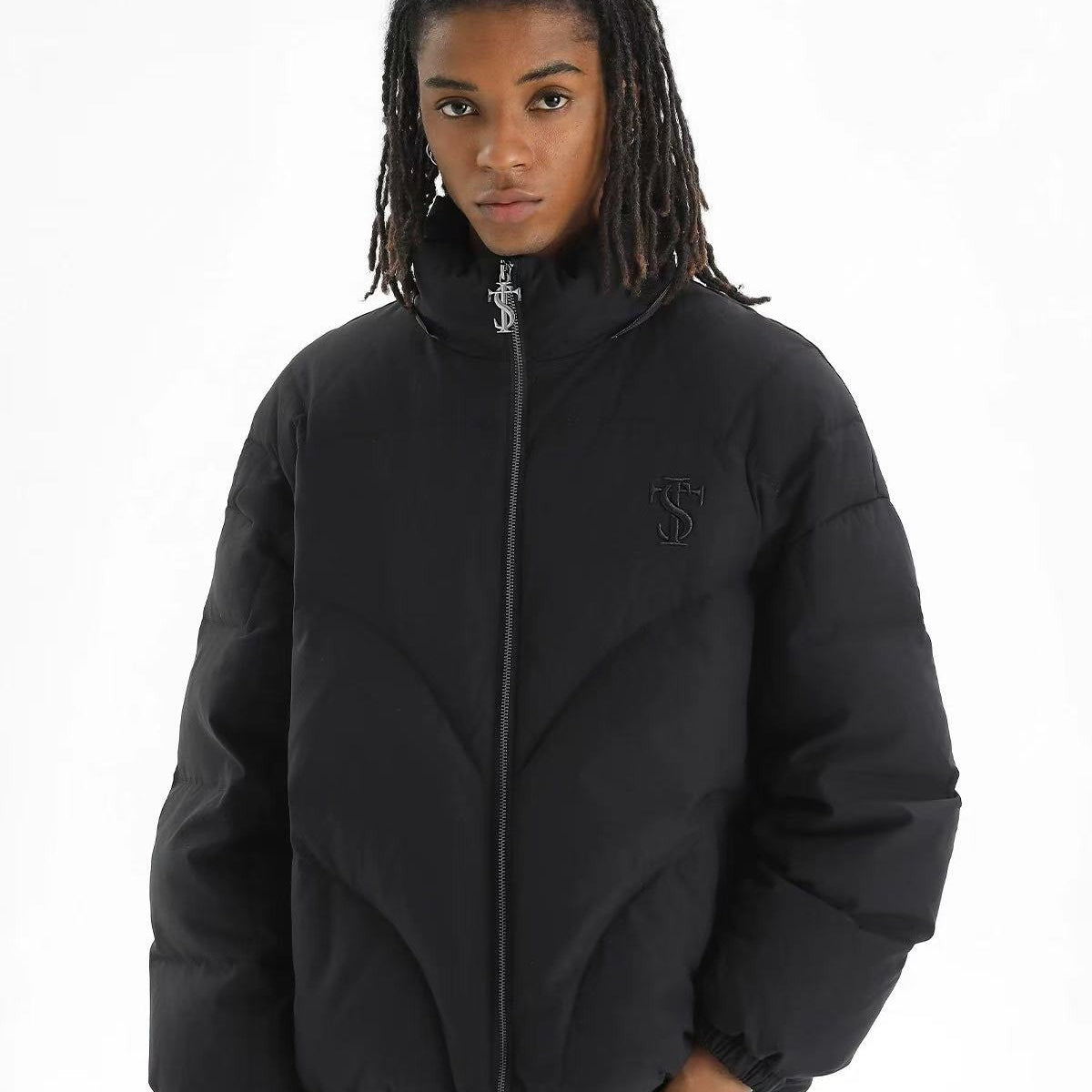 STK Vintage Quilted Embroidered Hooded Down Jacket