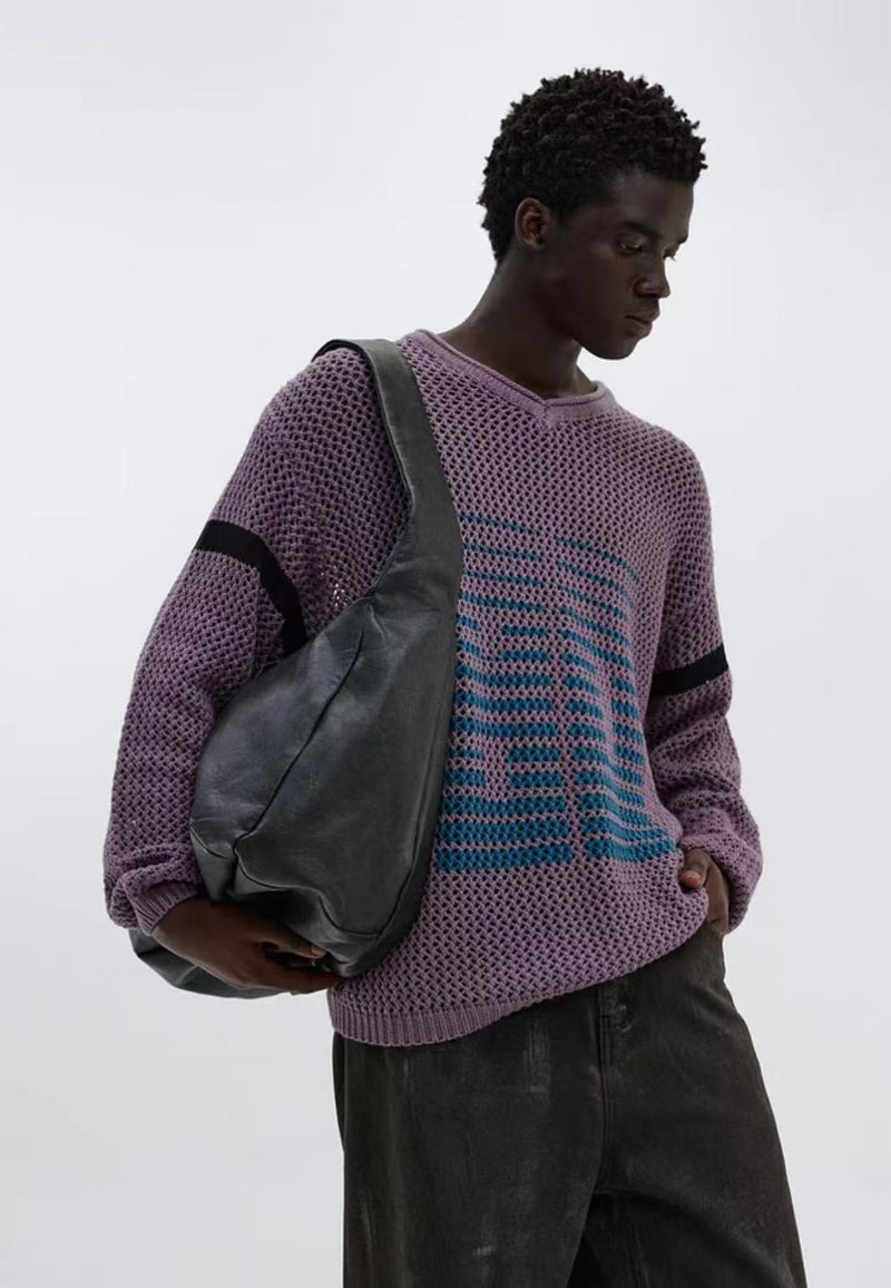 ATRY Retro V-neck Knitted Sweater