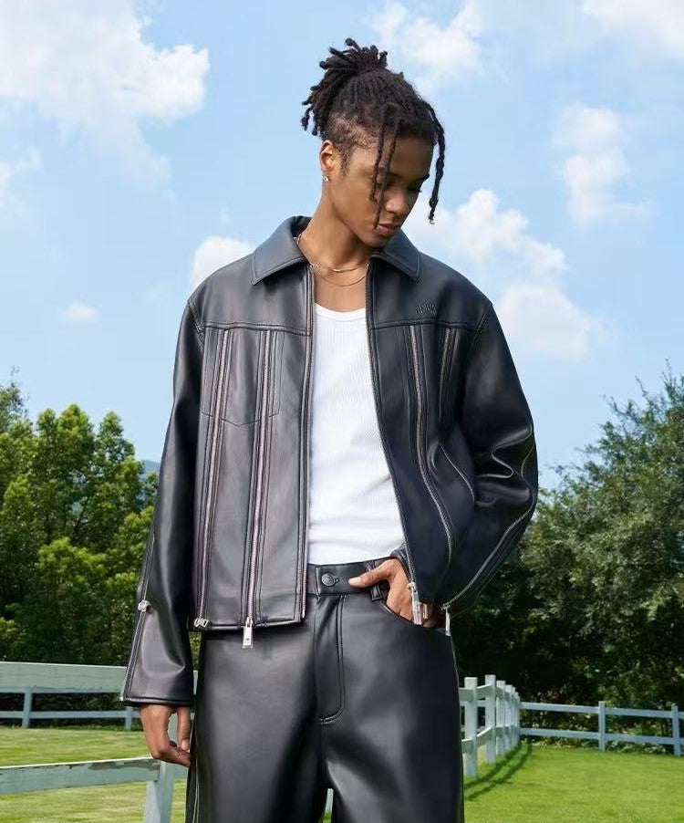 AFGK Zippered Leather Jacket