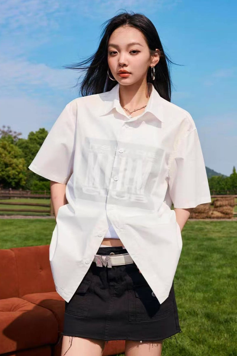 MEDM Tonal Offset Printed Short Sleeve Shirt