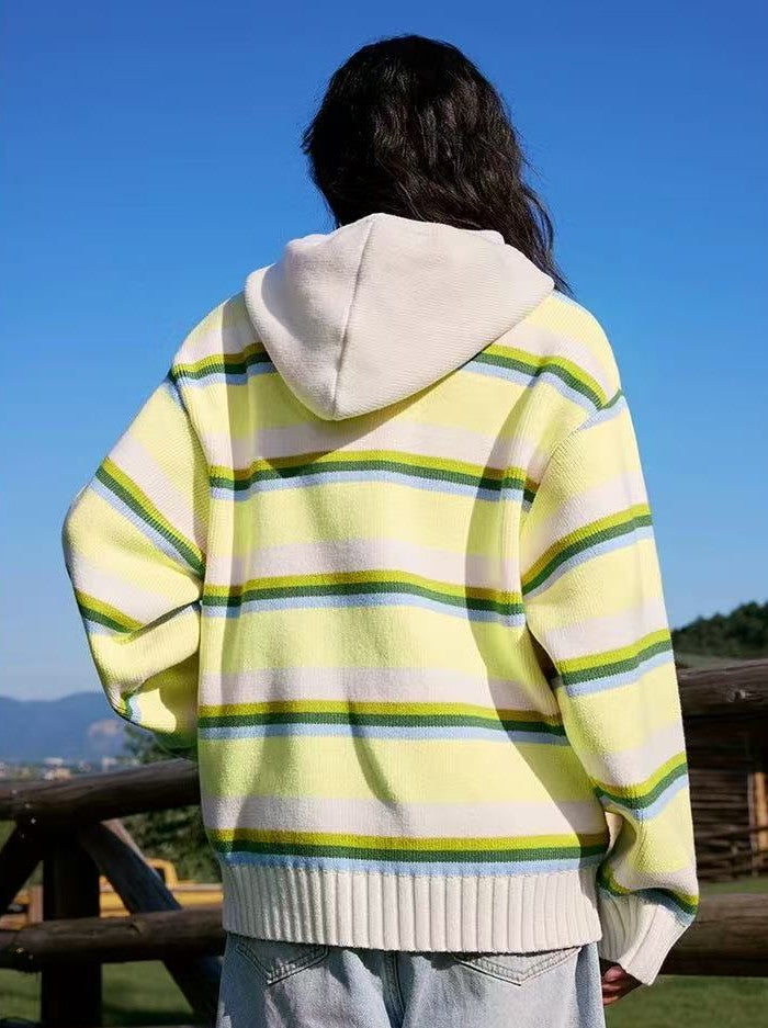 MEDM Color Striped Hooded Sweater