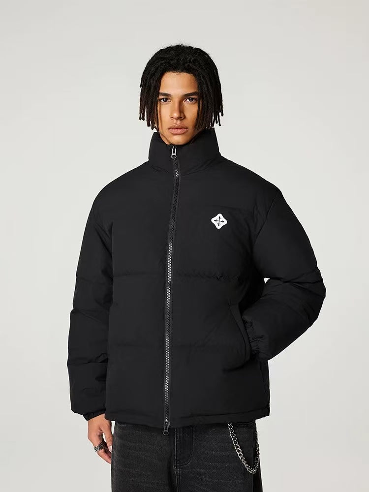 ACHOCK Logo Design Velvet Stand Collar Down Jacket