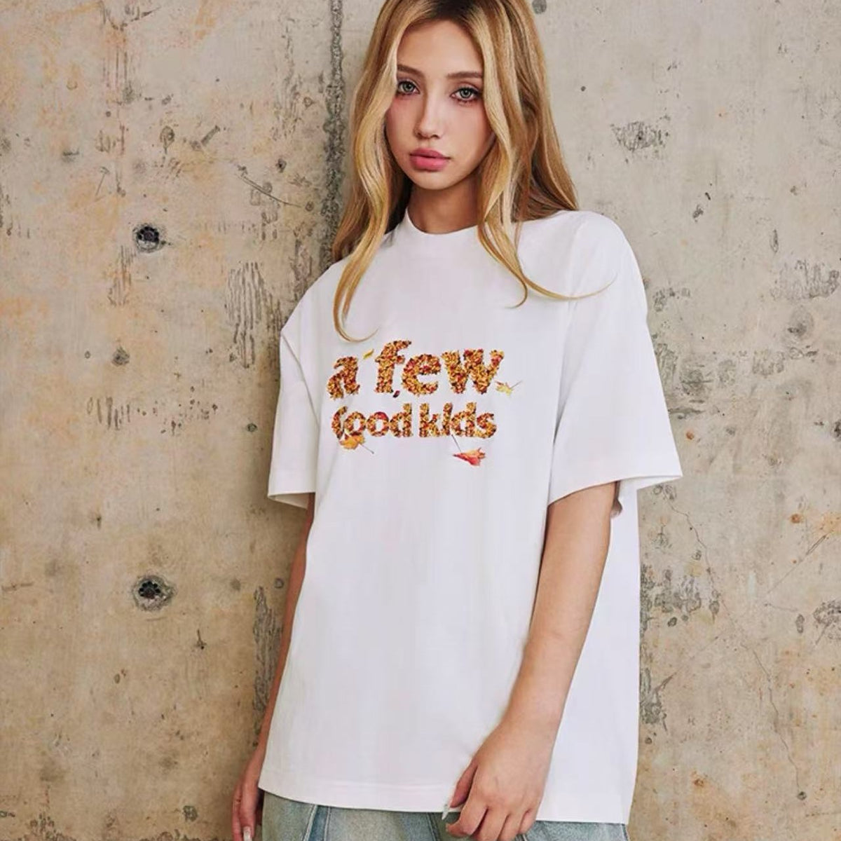 AFGK Maple Leaf Falling Print T-shirt