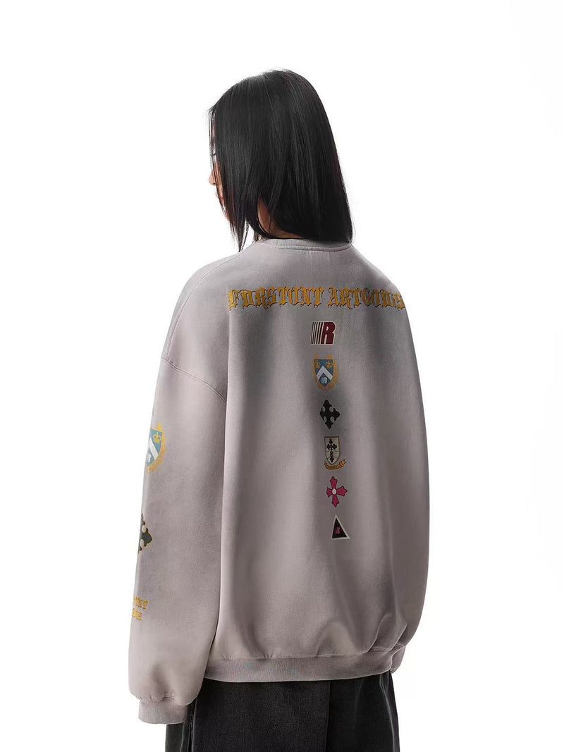 FDR Retro Dirty Round Neck Logo Print Sweatshirt
